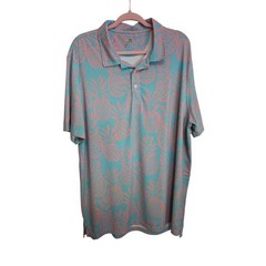 Chubbies Pineapple Print Performance Polo Shirt Men 2XL Aqua Pink Golf Casual