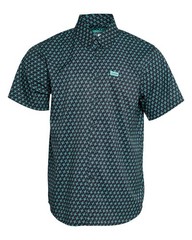 Dixxon Flannel Company Party Hammers Black Aqua SS Button Up Shirt Size M NWT