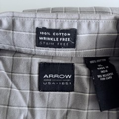 EUC ARROW Regular Men’s Button Down T-Shirt Dress Shirt XL Gray Long Sleeve