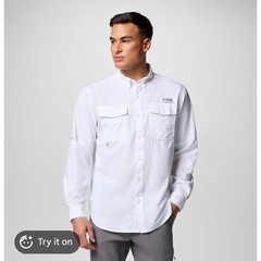 Columbia PFG Bahama II White Long Sleeve Fishing Shirt Mens Medium Vented UPF 30