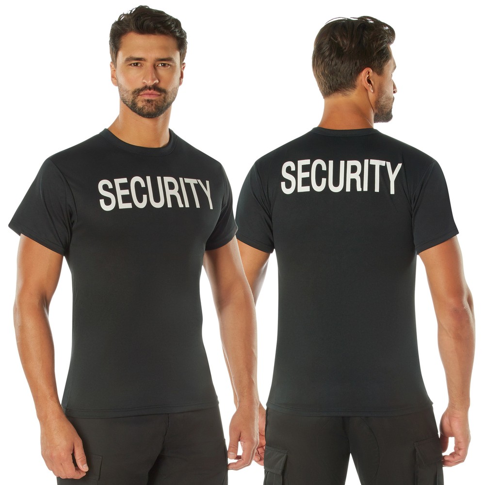 Quick Dry Performance Black Security T-Shirt Public Safety Bouncer Uniform Tee