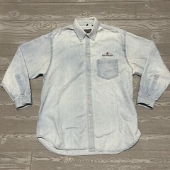 Apple Computer Education Mens Button Down Denim Long Sleeve Shirt XL Vintage