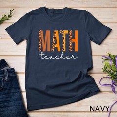 Math Teacher leopard Squad Cute Fall Autumn Thanksgiving Unisex T-shirt