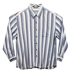 Tommy Bahama Shirt Mens 2XL Button Up Silk Blend Striped Blue Purple White XXL