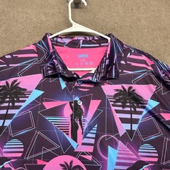 Lofty Llama Miami Slice Performance Polo Shirt Men’s 2XL Retro Vaporwave Golf