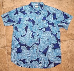Columbia Hawaiian Palm Tree Button Blue Large Fishing