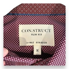 CON.STRUCT Construct Button Up Shirt Slim Fit Stretch Pattern Mens Size M Red