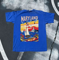 Maryland USA Vintage Travel Tourism Poster Graphic T-Shirt Sailing Print