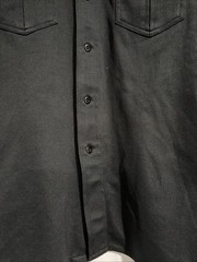 Van Heusen 100% Texturized Polyester Black Short Sleeve Button Down Shirt Medium