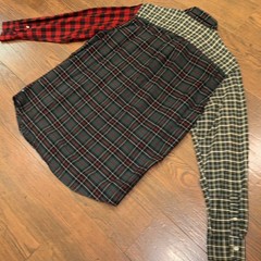 Chaps Multi-Plaid Colorblock Patchwork Shirt Men’s L Red Green Black Christmas