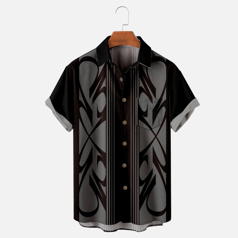 Mens Pinstripe Inspired Hot Rod Basic Every Day Short Sleeve Shirt