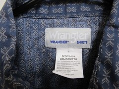 Wrangler Wrancher Blue Geometric Pattern Pearl Snap L/S Western Shirt 2XL