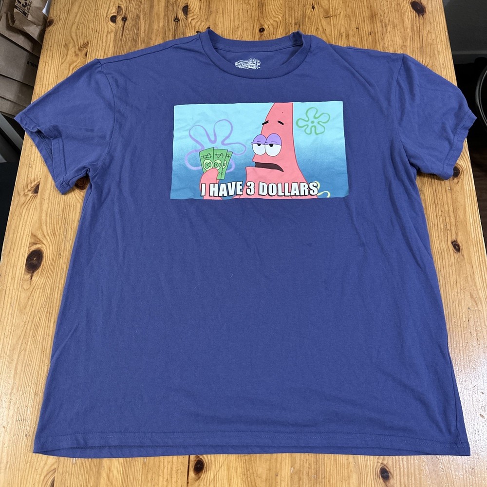 Nickelodeon Patrick Star I Have 3 Dollars T-shirt blue size L