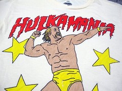 WWE Hulk Hogan Hulkster Rules Python Power cream t-shirt sz S wwf hulkamania vtg