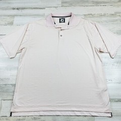 Footjoy Prodry Lisle Polo Shirt Mens XL Pink White Stripes Short Sleeve Casual