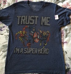 marvel comics logo t shirt size med navy blue FREE SHIPPING