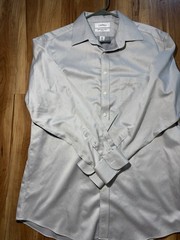 Cremieux Pima Cotton Non-Iron Gray Herringbone Dress Shirt 16.5/35