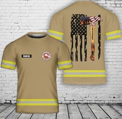 Custom name & Fire Department Firefighter 3D T-Shirt