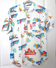 Chubbies The Nutter 1/4 Button All Over Print Nautical Hawaiian Shirt Men Size M