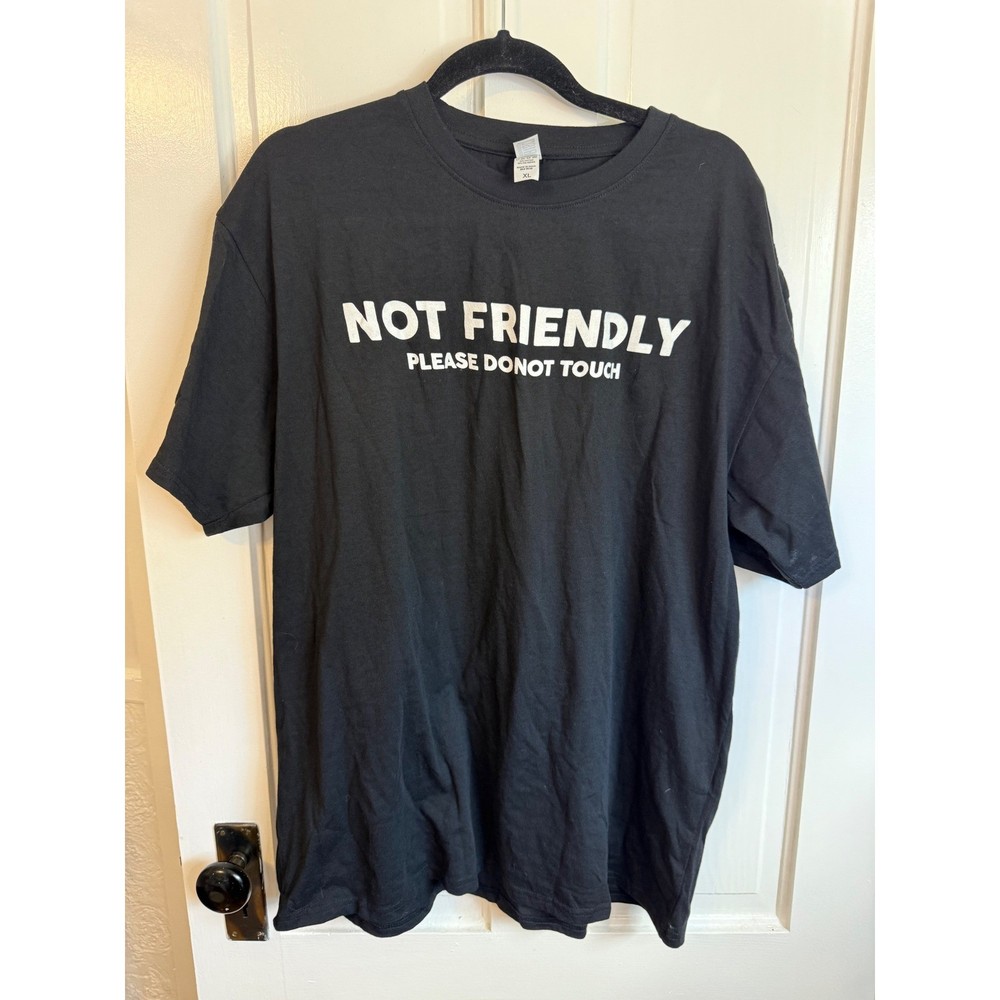 Brisco Brands Not Friendly Please Do Not Touch Graphic Tee Black Mens XL