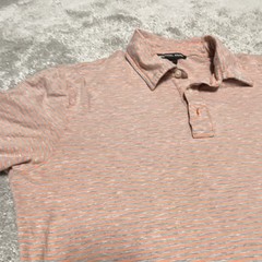 Michael Kors Men’s M Polo Orange/Gray Striped Short Sleeve Collared Button