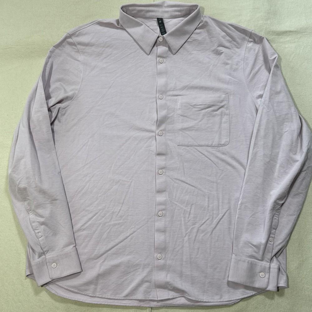 Lululemon Commission Long Sleeve Button Down Shirt Light Pink 3XL Casual Work