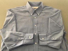 ROUNDTREE & YORKE Gold Label EUC Blue Navy White Check Non-Iron Cotton 15½ 34