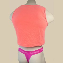Personalizable Pool Boy custom embroidery Mens neon orange cotton crop tank top
