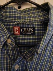 Chaps Men’s Light Blue & White LS Button Down Dress Shirt Sz M