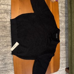 NWT Fear of God Essentials Long Sleeve Knit Polo Core Collar Jet Black -Soft Med