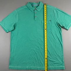 Tommy Bahama Jeans Polo Shirt Mens Large Cotton Polyester Blend Teal Pocket