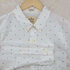Hollister Epic Flex Stretch Men’s Size XL White Floral Cotton Casual Shirt
