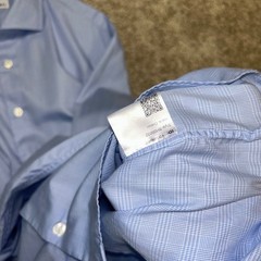 Atelier Munro Button Front Light Blue Plaid Casual Dress Shirt Men L 23.5″ P2P
