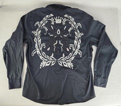 MetaFuori Black Embroidered Button Up Long Sleeve Shirt Size XL