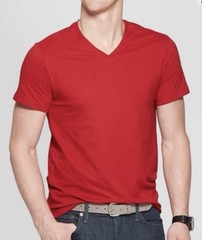 Goodfellow & Co Mens Red V-Neck T-Shirt Short Sleeves Standard Fit Size XL