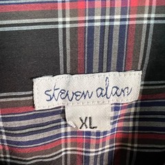 Steven Alan Mens Size XL Plaid Button-Down Shirt Red & Black Cotton Made In USA