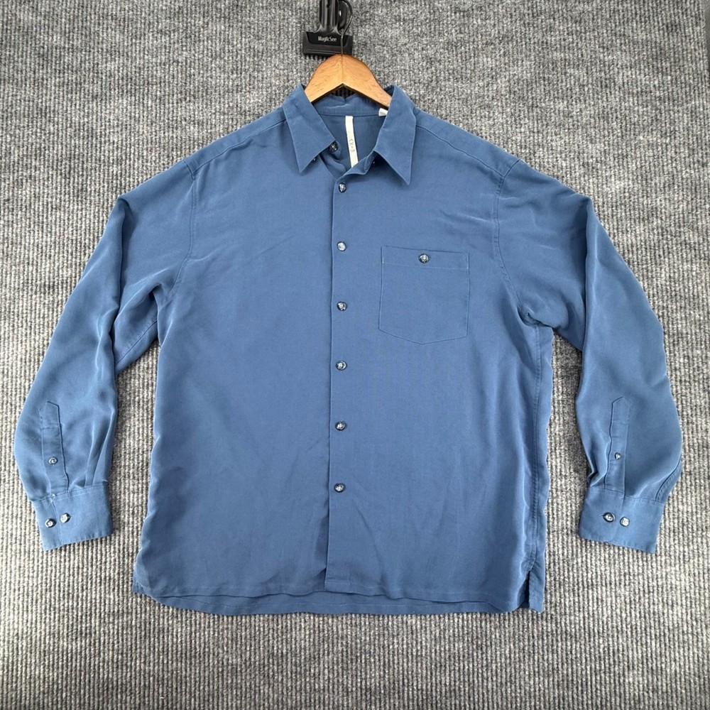 Axis Button Down Shirt Mens Large Blue Excellent Long Sleeve Solid Pocket