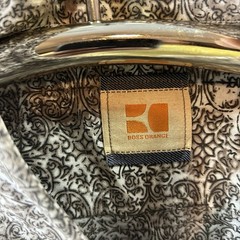 Hugo Boss Orange Dress Shirt Mens S Slim Fit Damask/Baroque Pattern 100% Cotton