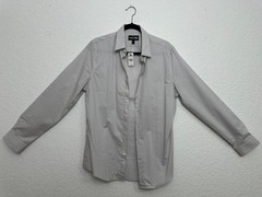NEW Express 1MX Extra Slim Button Dress Shirt Medium M Men 15-15.5 Gray Grey