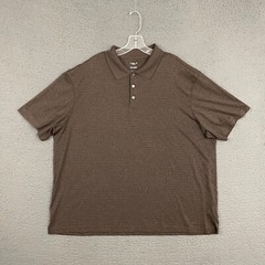Haggar Cool 19 Pro Polo Shirt Mens 2XL Brown Geometric Golf Preppy Dad Outdoor