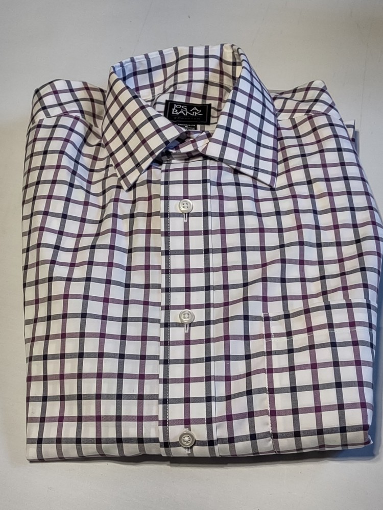 NWT JoS. A. Bank – Mens LS Traveler Dress Shirt – Multicolored – Medium 17 34/35