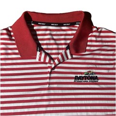 Nike Golf Daytona Racing Polo Performance Large Dri Fit Red And White Striped