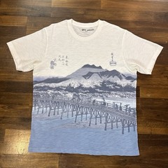 UNIQLO UT MFA Boston Hiroshige Kyoto Sanjo Bridge Dip Dye Slub Cotton T-Shirt L