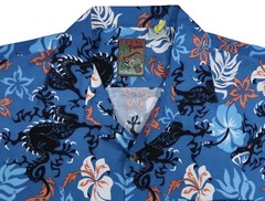 PINEAPPLE CONNECTION vintage medium floral hawaiian dragon shirt rayon pocket
