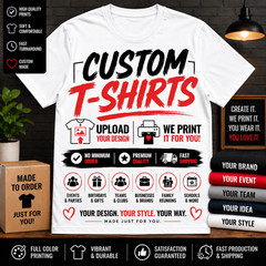 Men White 3XT Personalized Custom Tee Shirt Customized Photo Text/ Logo Front