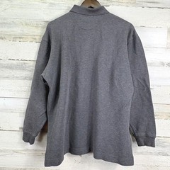 Hathaway Sport Mens Large Gray Freeport Rib Polo Long Sleeve Combed Cotton Shirt