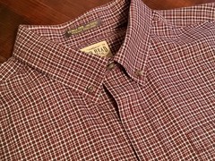Men’s Long Sleeve Collared Button Up Red Head Shirt, XLT, Red Plaid