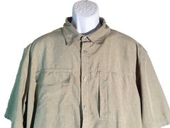 RUSTIC RIDGE men’s Short Sleeve Button Down Vented Outdoor Shirt Green XL