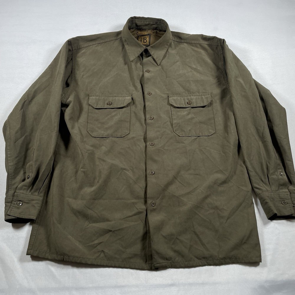 Bruno Sueded Microfiber long sleeve button down shirt Large Olive Luxury brand