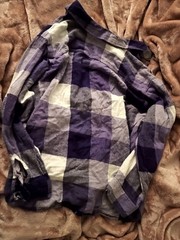 Essentials Men’s Plaid Flannel Button-Up Shirt 2X Big & Tall Purple Gray White